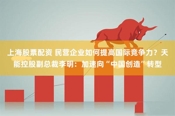 上海股票配资 民营企业如何提高国际竞争力？天能控股副总裁李明：加速向“中国创造”转型